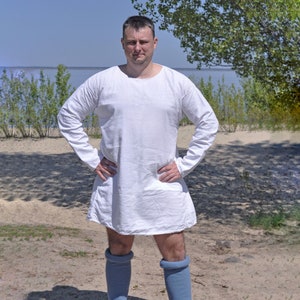 Men&#39;s linen chemise or shirt for 13th - 15th century medieval historical reenactors, Medieval shirt, Viking shirt, larp shirt, Linen clithes
