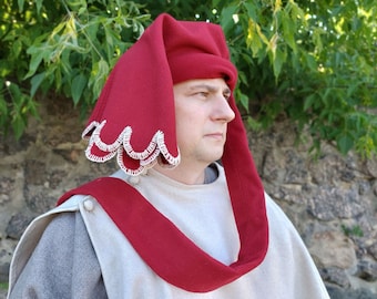 Medieval chaperon, Medieval woolen chaperone, Medieval hood, Medieval hat, 14th century hood, 15th century hat, Medieval headwear, Chaperon