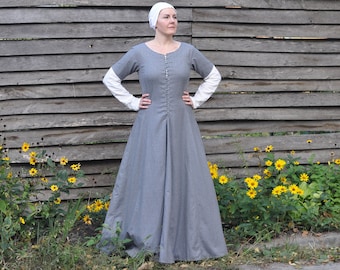 Medieval kirtle, Frontlaced kirtle, Medieval dress, 14th century dress, Kirtle dress, Medieval cotehardie, Wool kirtle, Renaissance kirtle