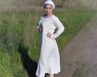 Camisa o camisola de lino para mujer para recreadores históricos medievales de los siglos XIII y XV