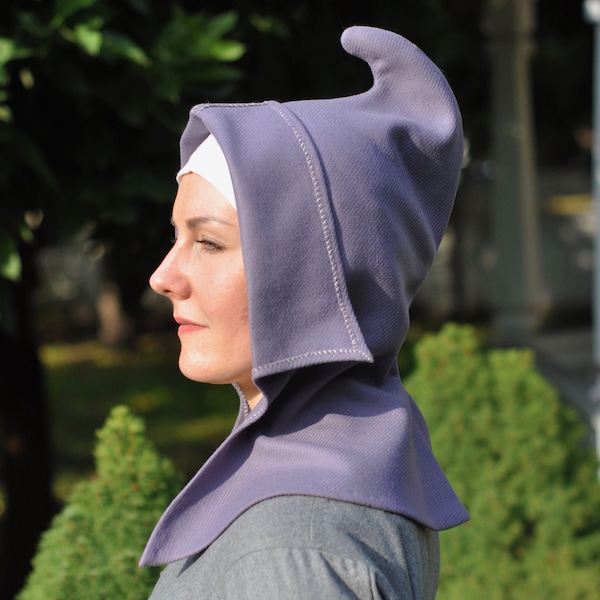 Medieval hood, Medieval chaperon, Chaperon hat, Medieval open hood, 14th century hat, Renaissance hood, Women hood, LARP hood, COSPLAY hat