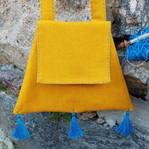 Medieval bag, Medieval pilgrim bag, Stand with Ukraine, Blue and Yellow, Medieval crossbody bag, Medieval pouch, Medieval crossbody bag