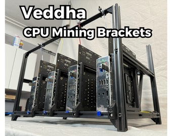 Veddha Motherboard Mounting Brackets - Convert 2020 Aluminum Extrusion Open-Air GPU Mining Frame Into Multi-Motherboard CPU Mining Rig