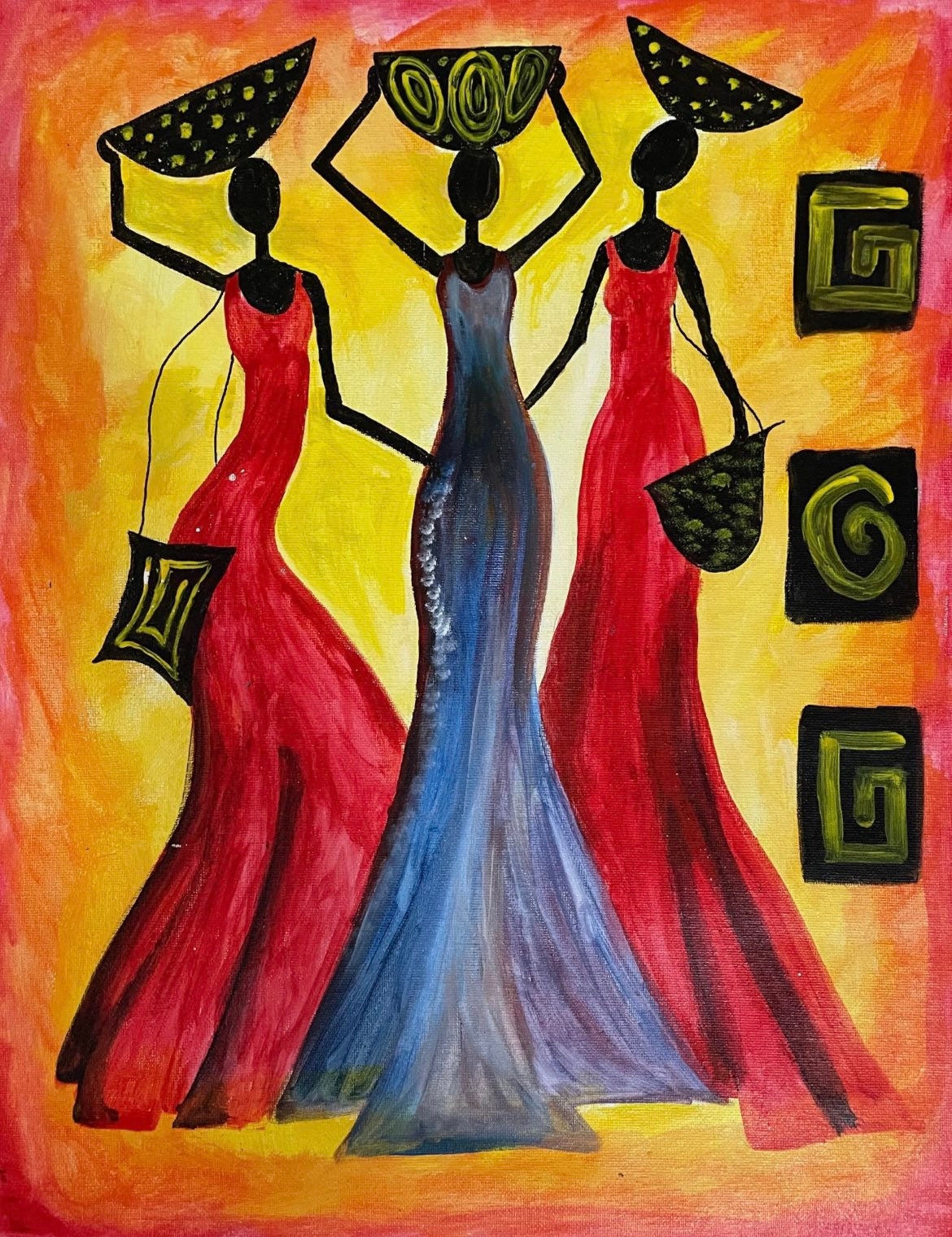 African ladies acrylic painting Etsy