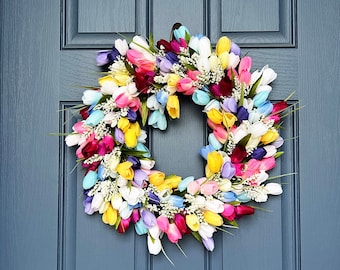 Multi Colored Easter Tulip Wreath