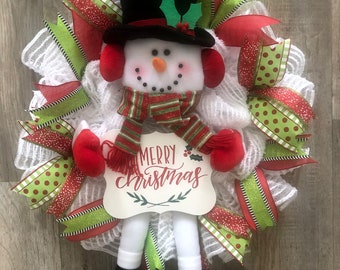 Snowman Wreath with Christmas sign