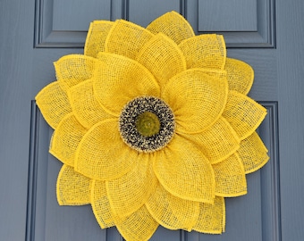Yellow Sunflower Front Door Wreath: 20" Spring Decor