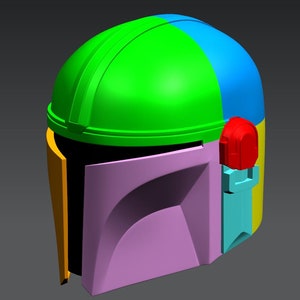 Mandalorian Helmet Digital Download with both sliced and unsliced models in STL/OBJ/3MF formats