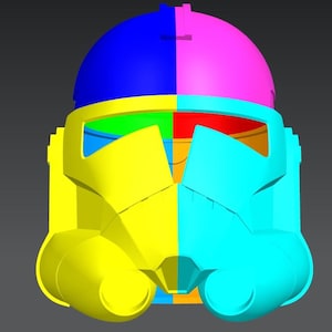 Puede incluir: Un casco colorido con un diseño azul, rosa, amarillo, verde y rojo. El casco tiene una visera y una máscara facial.
