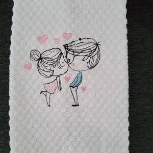 Young Love Kisses Kitchen Towel