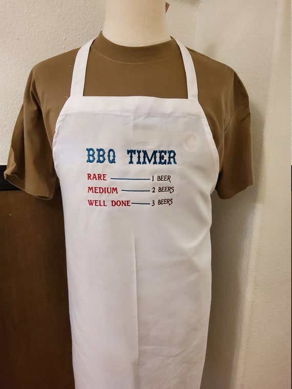 BBQ Timer Custom Embroidered Apron Etsy