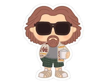 The Dude, The Big Lebowski, Jeff Bridges, Coen Brothers Movie- Perfect for Laptops, Water Bottles, Skateboards, Size: 2.9''x3.6''