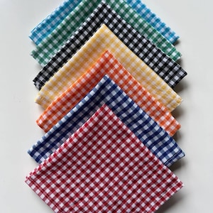 Handmade Gingham Napkins Set of 10: Multicolor Farmhouse Table Decor