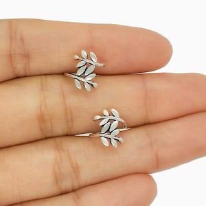 Manchette d'oreille branche d'olivier argent 925, bague d'oreille, faux piercing oreille argent, boucle d oreille sans perçage, cadeau femme