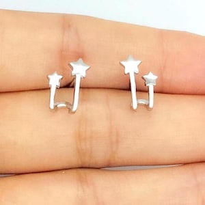 925 rhodium-plated silver star earrings for women, star earrings, star earring, women's star earring