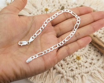 Armband aus 925er Sterlingsilber für Damen und Herren, 20 cm langes Unisex-Panzerkettenarmband