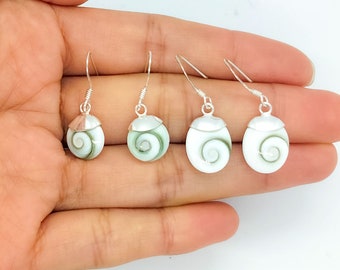 Eye of Saint Lucia earrings in 925 silver oval or circle, for women - girls, Saint Lucia shell eye earrings