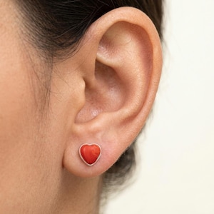 Orecchini da donna in corallo rosso in argento sterling 925, orecchini con pietra di corallo
