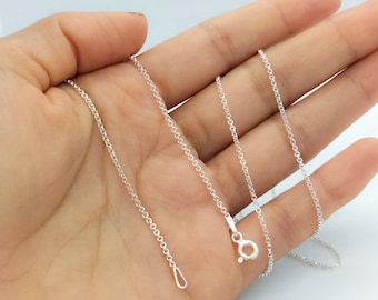 925/1000 silver diamond chain necklace for women without pendant 40 cm 45 cm 50 cm 60 cm 70 cm 80cm 1.4 mm Italian origin rolo style