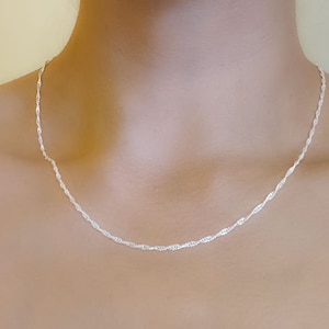 925 silver mesh chain for women Singapore 40, 45 or 50 cm - 2 mm, twisted mesh chain, silver chain 40 cm, silver chain 45 cm