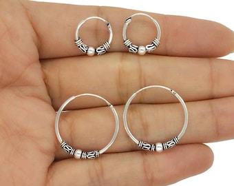 Créoles Ethniques Bali En Argent 925 Pour Femme - Neuf Avec étiquettes