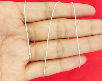 925 sterling silver rope chain, 40 or 50 cm - 1 mm, women's silver necklace