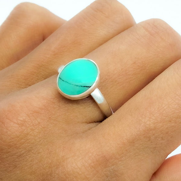 Adjustable 925 silver turquoise ring for women, turquoise stone ring, women's turquoise ring, turquoise silver ring, ring with natural stone