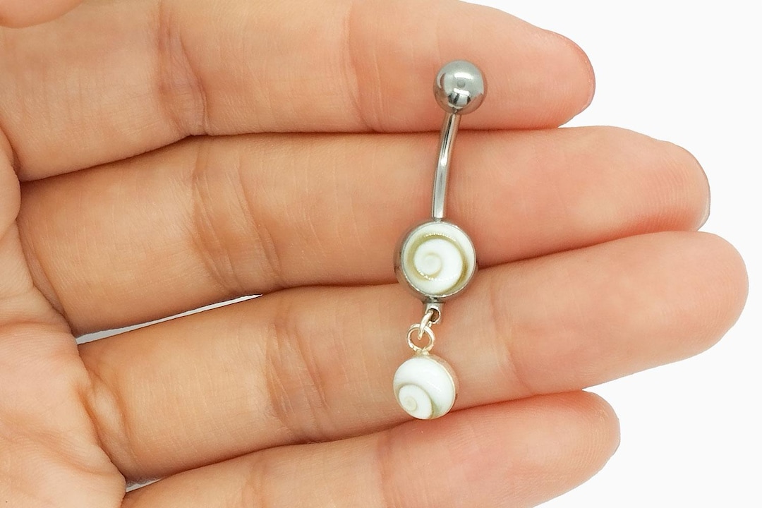 Stainless Steel Belly Button Piercing With Eye of Saint Lucia Stainless