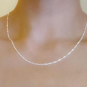 925 Silver Singapore Chain for Women 40, 45 or 50 cm - 2 mm, Twisted Chain, Silver Chain 40 cm, Silver Chain 45 cm