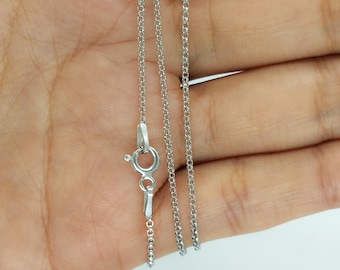 Rhodium-plated 925 sterling silver chain for women without pendant; 40 or 50 cm silver chain for pendant