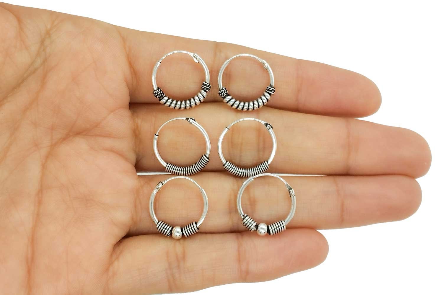 Boucles D'oreilles Créoles En Argent 925 - Diamètre 6 Cm, Dormeuses - Neuf Avec étiquettes Et Pochette