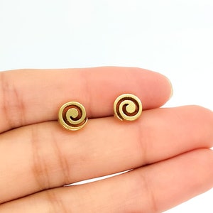 Stainless steel spiral earrings - golden spiral earrings for women - girls, golden spiral stud earrings