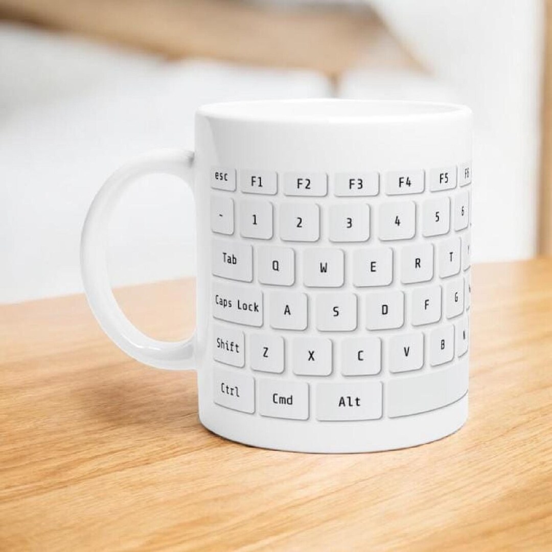 Computer Keyboard Mug Ceramic Coffee Mug With White Keyboard Print, 11 Oz Novelty Office Cup ...