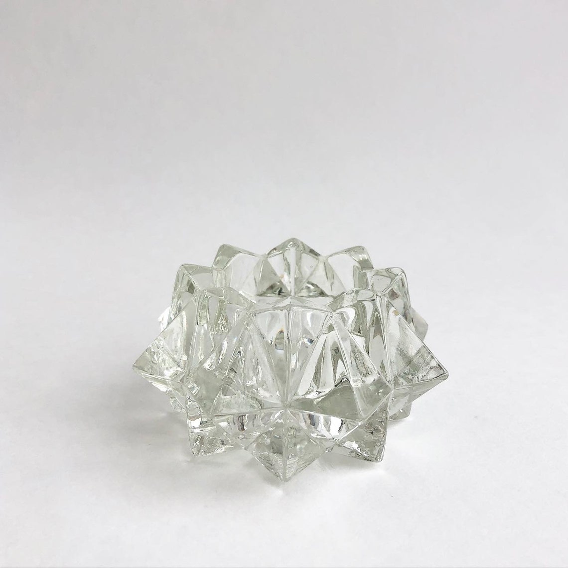 Vintage Avon Starburst Clear Glass Votive Candle Holder Etsy