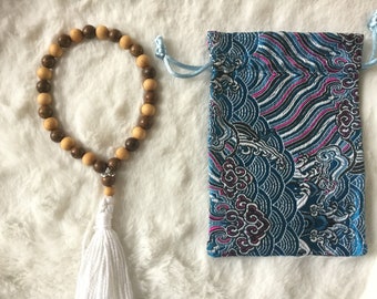 Sandalwood Mala Bracelet – 31-Bead Meditation Prayer Beads – Wooden Spiritual Unisex Gift