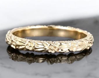 Anello vintage con incisione floreale – Gioiello elegante per donna, regalo perfetto per matrimoni e occasioni speciali