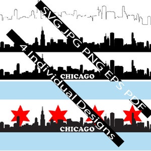 Chicago Skyline - svg, jpg, png, eps, pdf (Cricut, confecção de camisas, adesivos, estampas, ferro de passar, arte digital)