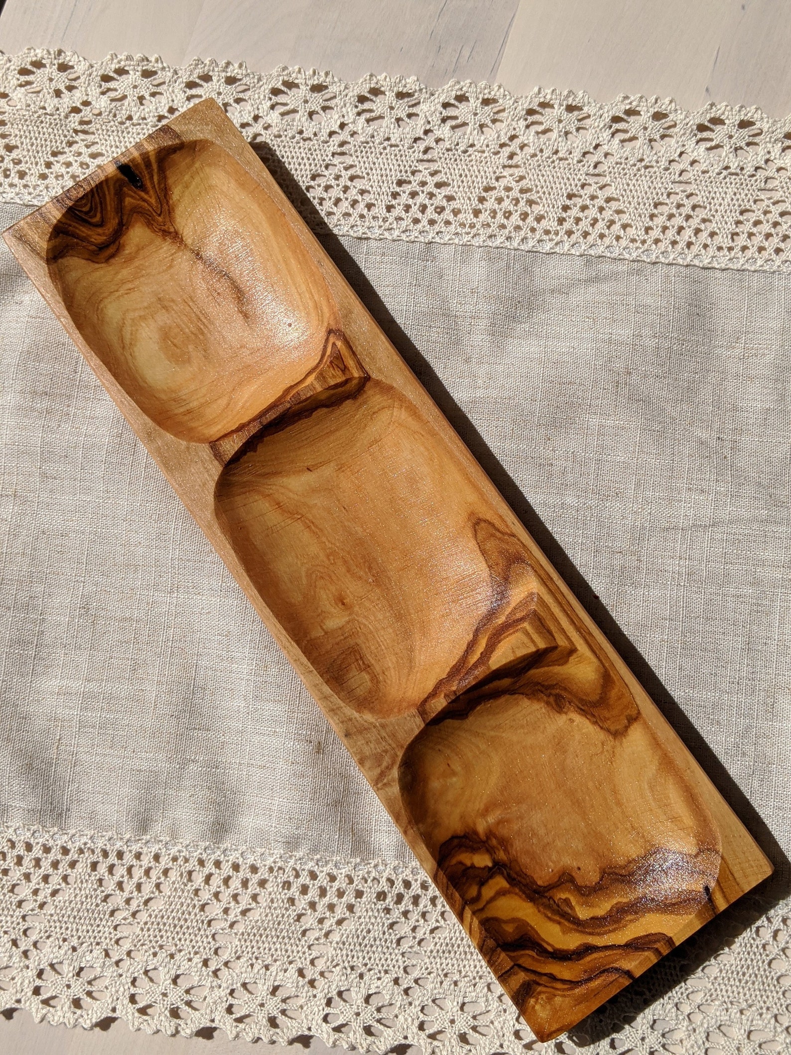 Olive Wood Trio Serving Tray / Trio Appetizer Platter Etsy