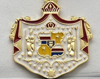 14k GOLD Enamel Hawaiian Coat of Arms PENDANT