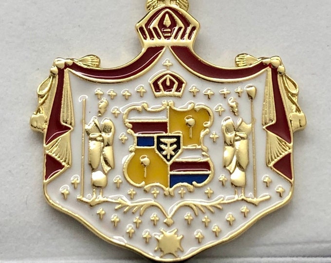 14k GOLD Enamel Hawaiian Coat of Arms PENDANT