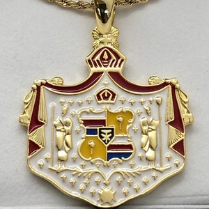 14k GOLD Enamel Hawaiian Coat of Arms PENDANT