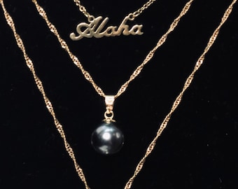 14k Gold TAHITIAN PEARL Necklace 20” Long Chain