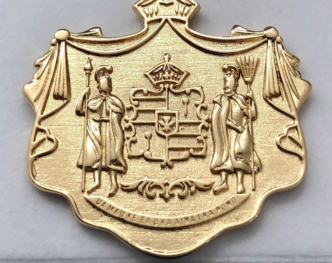 14k GOLD Hawaiian Coat of Arms PENDANT