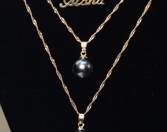 14k Gold TAHITIAN PEARL Necklace 20” Long Chain