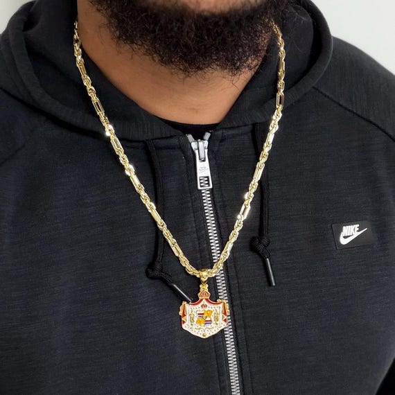 14k Gold MILANO Chain w/ Hawaiian Coat of Arms Pendant