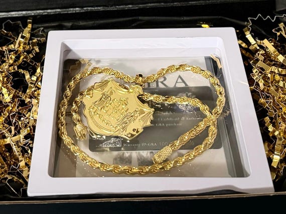 14k 925 Sterling Gold Rope w/ Hawaiian Coat of Arms Pendant