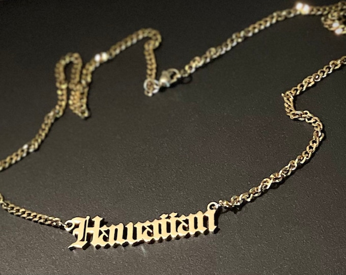 Gold “HAWAIIAN” Nameplate Cuban Chain Necklace