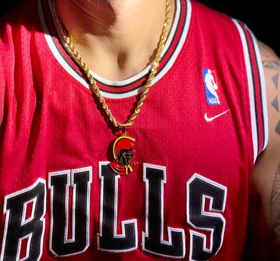 14k Gold Enamel KING KAMEHAMEHA Pendant - 6MM- 20” 925 Sterling Silver Chain