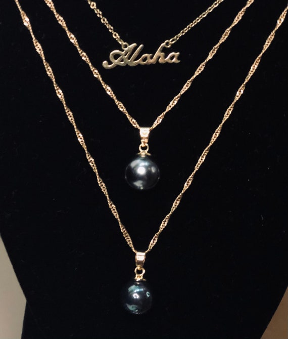 14k Gold TAHITIAN PEARL Necklace 20” Long Chain