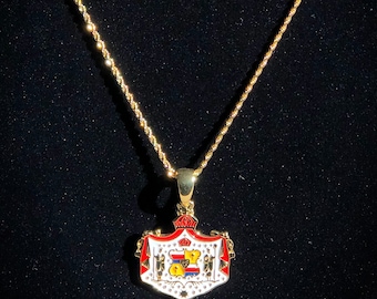 14k GOLD Enamel Hawaiian Coat of Arms PENDANT